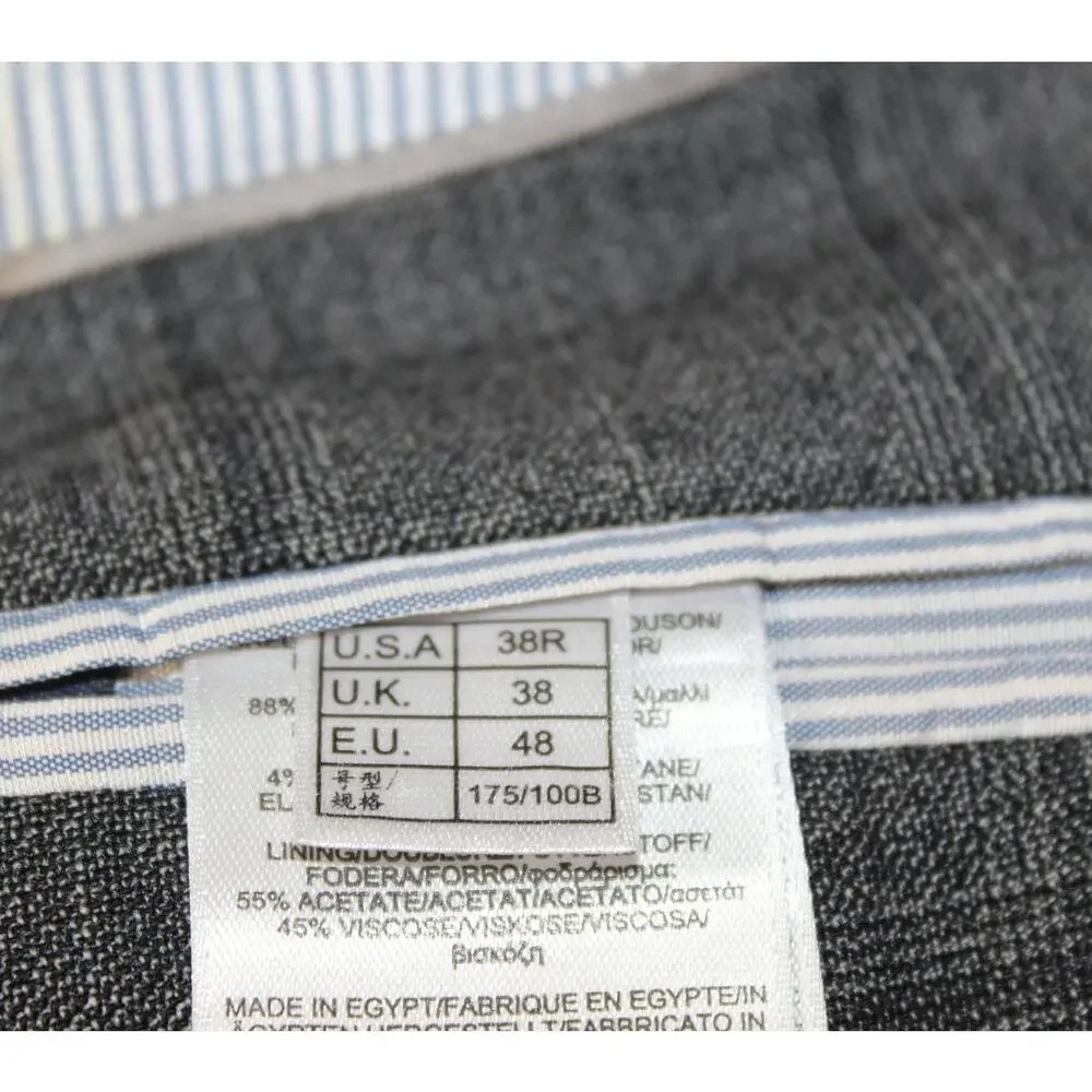 Brooks Brothers Explorer Regent Fit Gray Wool Blend Window Pane Plaid 38R